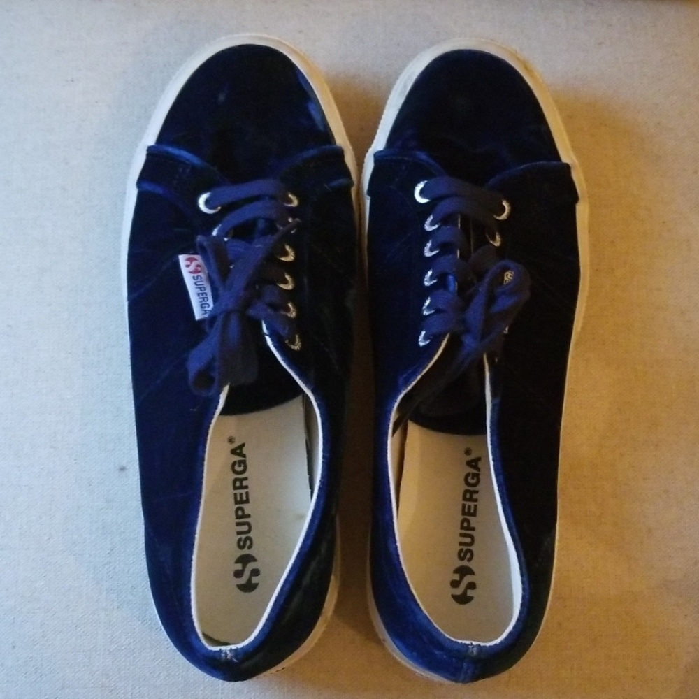 Superga Blue Velvet Shoes Sneakers Unisex Size 8